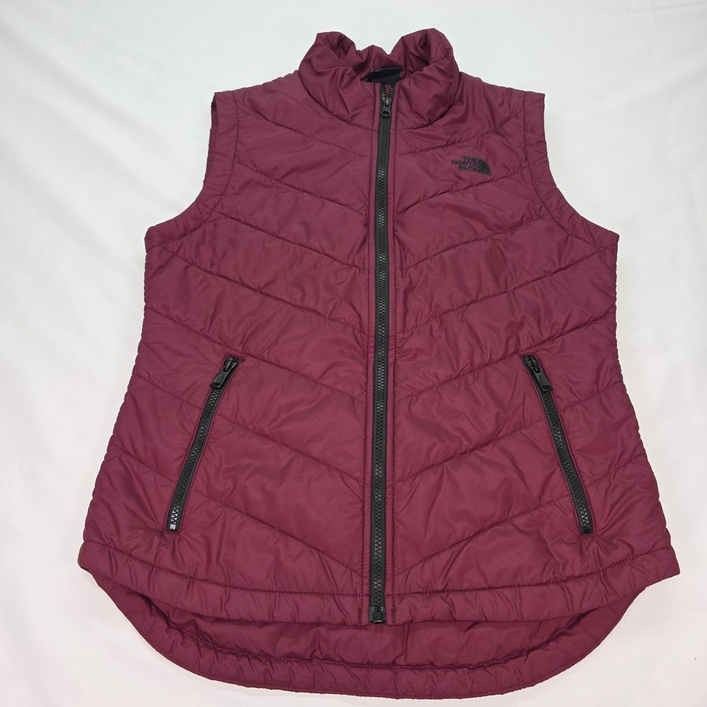 The North Face Tamburello Vest Womens Medium Burgundy‎ Maroon Quilted Puffer Zip